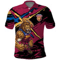 Brisbane Lions Polo Shirt Lions Muscular Mascot Graphic - Abstract Paint Splatter Art