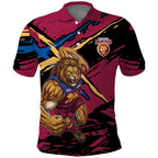 Brisbane Lions Polo Shirt Lions Muscular Mascot Graphic - Abstract Paint Splatter Art