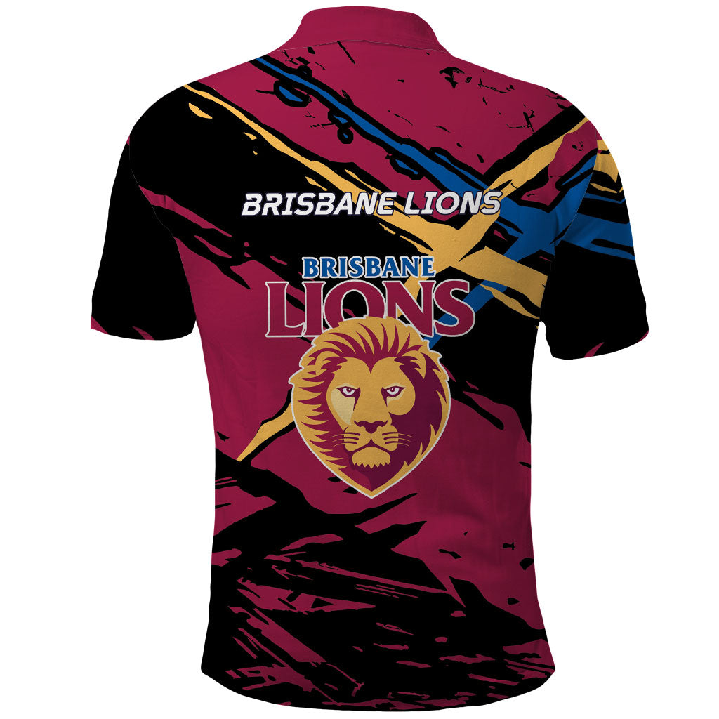 Brisbane Lions Polo Shirt Lions Muscular Mascot Graphic - Abstract Paint Splatter Art