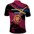 Brisbane Lions Polo Shirt Lions Muscular Mascot Graphic - Abstract Paint Splatter Art