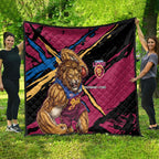 Brisbane Lions Quilt Lions Muscular Mascot Graphic - Abstract Paint Splatter Art