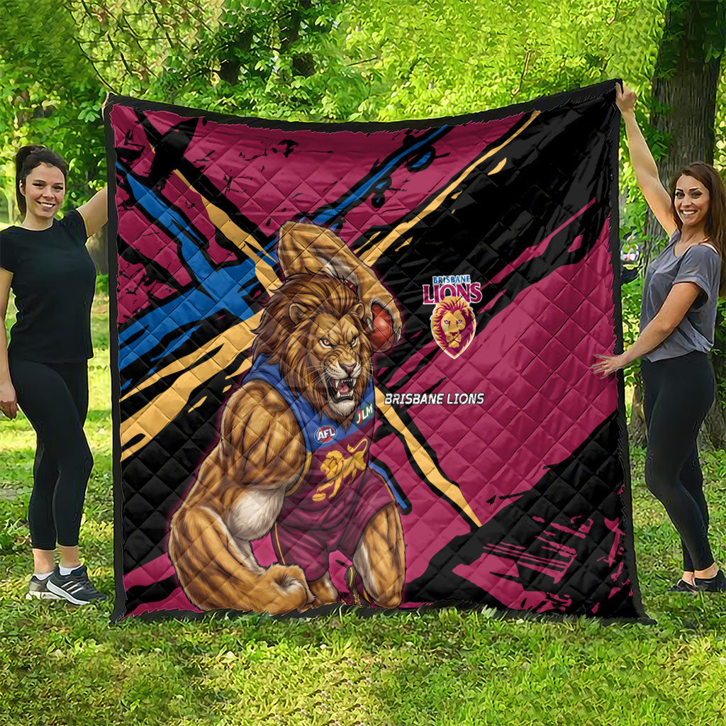 Brisbane Lions Quilt Lions Muscular Mascot Graphic - Abstract Paint Splatter Art