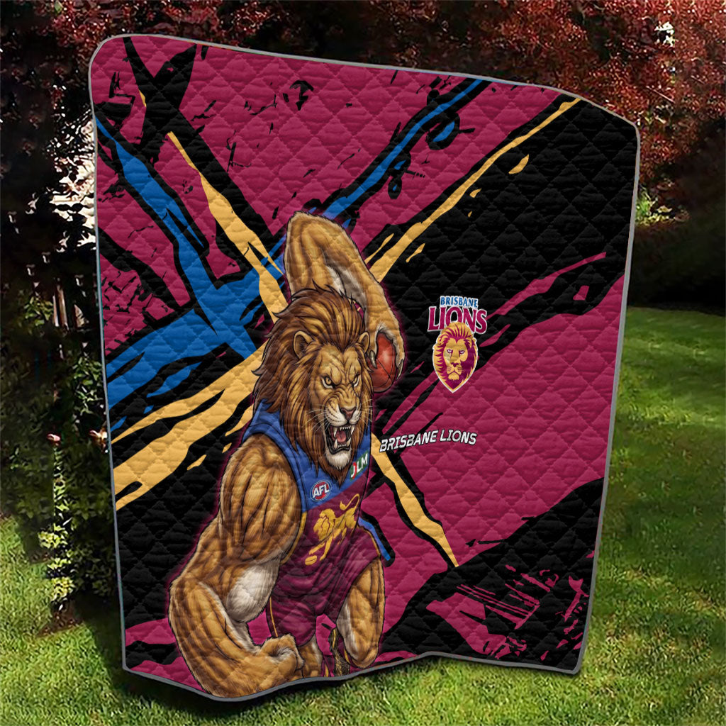 Brisbane Lions Quilt Lions Muscular Mascot Graphic - Abstract Paint Splatter Art