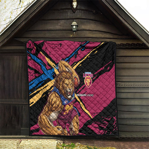 Brisbane Lions Quilt Lions Muscular Mascot Graphic - Abstract Paint Splatter Art