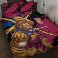 Brisbane Lions Quilt Bed Set Lions Muscular Mascot Graphic - Abstract Paint Splatter Art