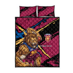 Brisbane Lions Quilt Bed Set Lions Muscular Mascot Graphic - Abstract Paint Splatter Art