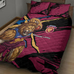 Brisbane Lions Quilt Bed Set Lions Muscular Mascot Graphic - Abstract Paint Splatter Art