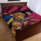 Brisbane Lions Quilt Bed Set Lions Muscular Mascot Graphic - Abstract Paint Splatter Art