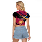 Brisbane Lions Raglan Cropped T Shirt Lions Muscular Mascot Graphic - Abstract Paint Splatter Art