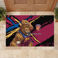 Brisbane Lions Rubber Doormat Lions Muscular Mascot Graphic - Abstract Paint Splatter Art