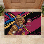 Brisbane Lions Rubber Doormat Lions Muscular Mascot Graphic - Abstract Paint Splatter Art