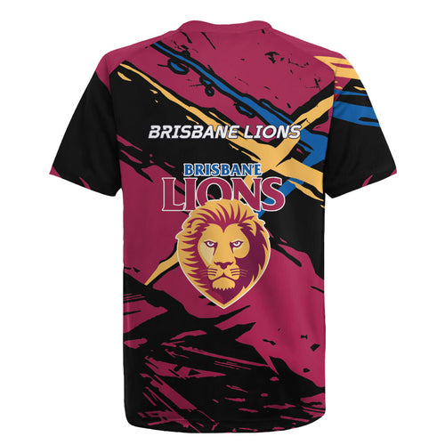 Brisbane Lions Rugby Jersey Lions Muscular Mascot Graphic - Abstract Paint Splatter Art
