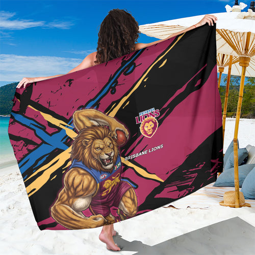 Brisbane Lions Sarong Lions Muscular Mascot Graphic - Abstract Paint Splatter Art