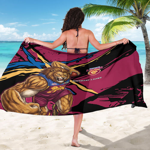 Brisbane Lions Sarong Lions Muscular Mascot Graphic - Abstract Paint Splatter Art