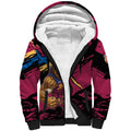 Brisbane Lions Sherpa Hoodie Lions Muscular Mascot Graphic - Abstract Paint Splatter Art