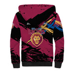 Brisbane Lions Sherpa Hoodie Lions Muscular Mascot Graphic - Abstract Paint Splatter Art
