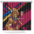 Brisbane Lions Shower Curtain Lions Muscular Mascot Graphic - Abstract Paint Splatter Art