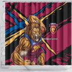 Brisbane Lions Shower Curtain Lions Muscular Mascot Graphic - Abstract Paint Splatter Art