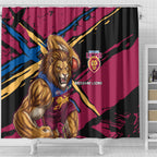 Brisbane Lions Shower Curtain Lions Muscular Mascot Graphic - Abstract Paint Splatter Art