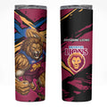 Brisbane Lions Skinny Tumbler Lions Muscular Mascot Graphic - Abstract Paint Splatter Art