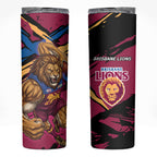 Brisbane Lions Skinny Tumbler Lions Muscular Mascot Graphic - Abstract Paint Splatter Art