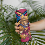Brisbane Lions Skinny Tumbler Lions Muscular Mascot Graphic - Abstract Paint Splatter Art