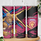 Brisbane Lions Skinny Tumbler Lions Muscular Mascot Graphic - Abstract Paint Splatter Art