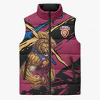 Brisbane Lions Sleeveless Puffer Jacket Lions Muscular Mascot Graphic - Abstract Paint Splatter Art