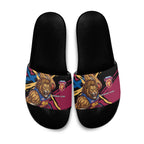 Brisbane Lions Slide Sandals Lions Muscular Mascot Graphic - Abstract Paint Splatter Art