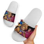 Brisbane Lions Slide Sandals Lions Muscular Mascot Graphic - Abstract Paint Splatter Art