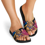 Brisbane Lions Slide Sandals Lions Muscular Mascot Graphic - Abstract Paint Splatter Art
