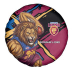 Brisbane Lions Spare Tire Cover Lions Muscular Mascot Graphic - Abstract Paint Splatter Art