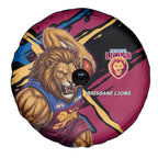 Brisbane Lions Spare Tire Cover Lions Muscular Mascot Graphic - Abstract Paint Splatter Art