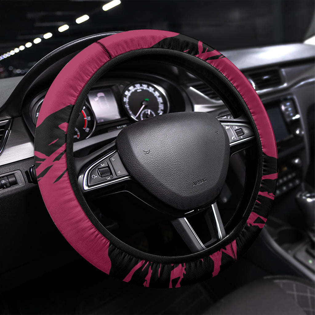 Brisbane Lions Steering Wheel Cover Lions Muscular Mascot Graphic - Abstract Paint Splatter Art