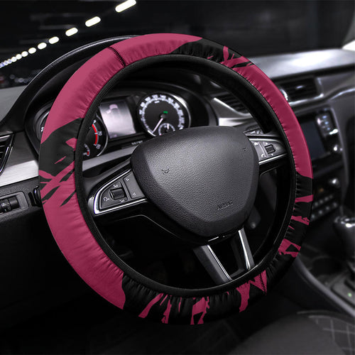 Brisbane Lions Steering Wheel Cover Lions Muscular Mascot Graphic - Abstract Paint Splatter Art