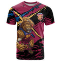 Brisbane Lions T Shirt Lions Muscular Mascot Graphic - Abstract Paint Splatter Art