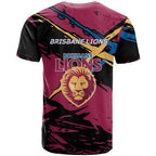 Brisbane Lions T Shirt Lions Muscular Mascot Graphic - Abstract Paint Splatter Art