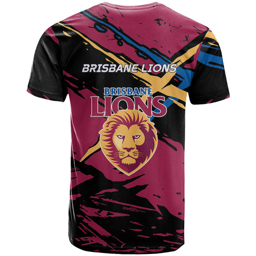 Brisbane Lions T Shirt Lions Muscular Mascot Graphic - Abstract Paint Splatter Art