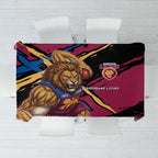 Brisbane Lions Tablecloth Lions Muscular Mascot Graphic - Abstract Paint Splatter Art