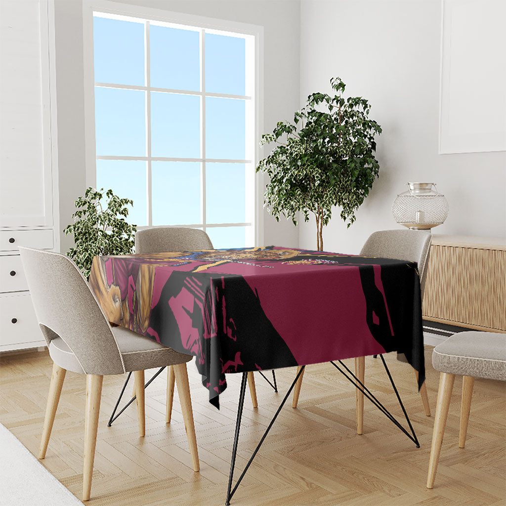 Brisbane Lions Tablecloth Lions Muscular Mascot Graphic - Abstract Paint Splatter Art