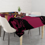 Brisbane Lions Tablecloth Lions Muscular Mascot Graphic - Abstract Paint Splatter Art