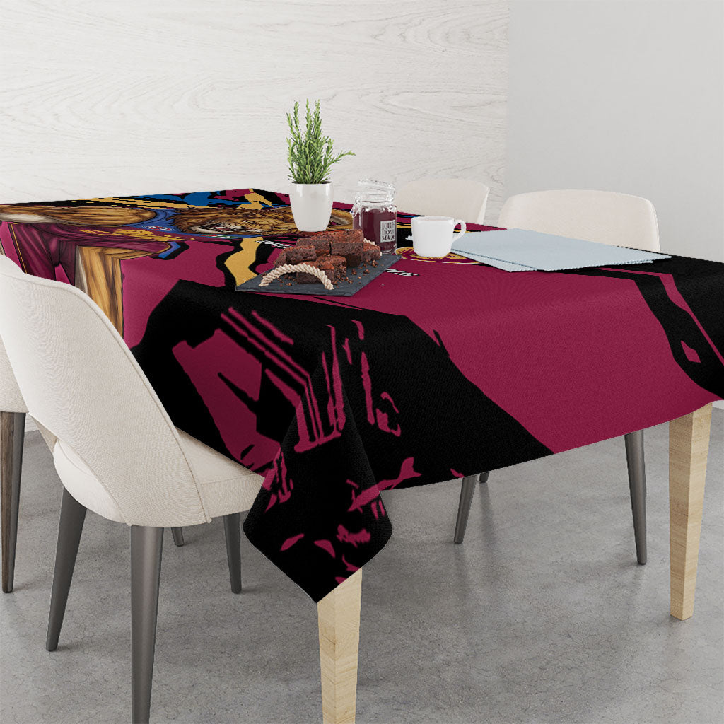 Brisbane Lions Tablecloth Lions Muscular Mascot Graphic - Abstract Paint Splatter Art