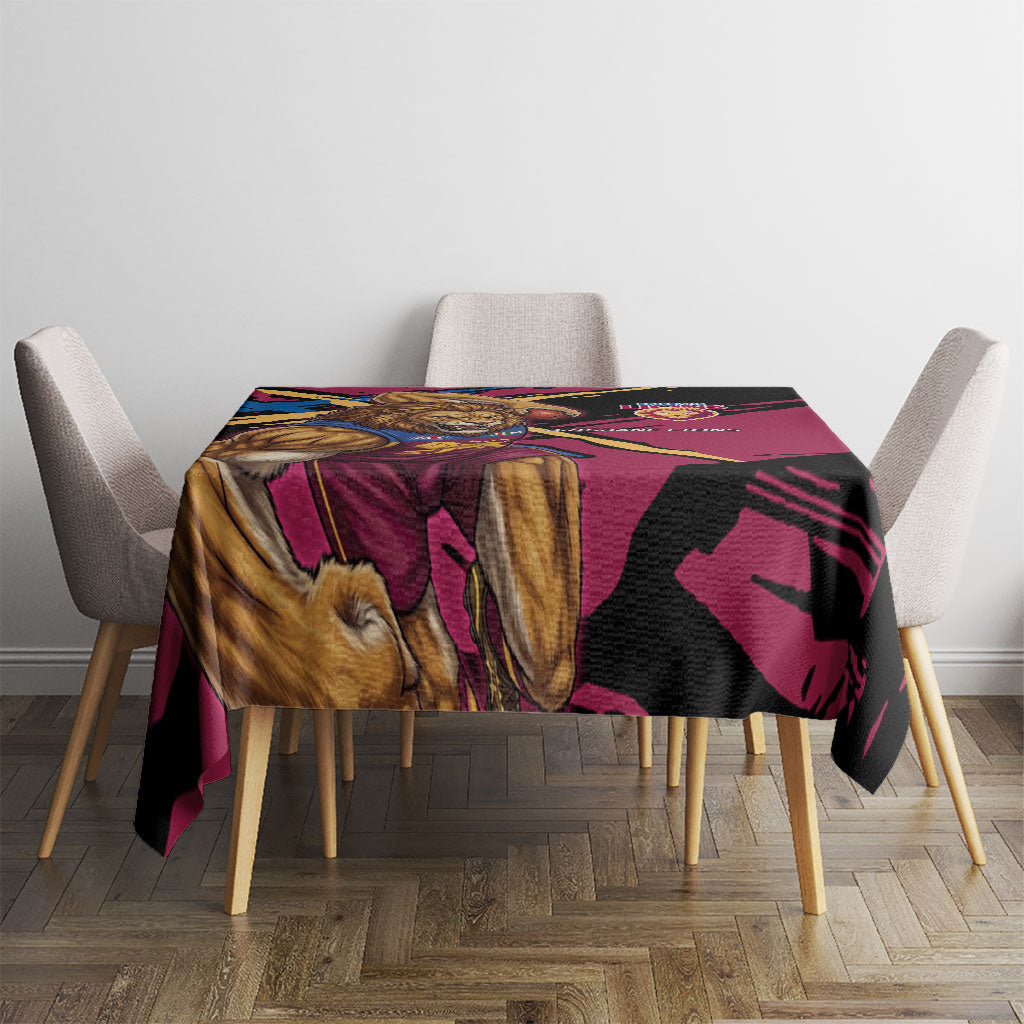 Brisbane Lions Tablecloth Lions Muscular Mascot Graphic - Abstract Paint Splatter Art