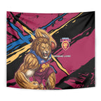 Brisbane Lions Tapestry Lions Muscular Mascot Graphic - Abstract Paint Splatter Art