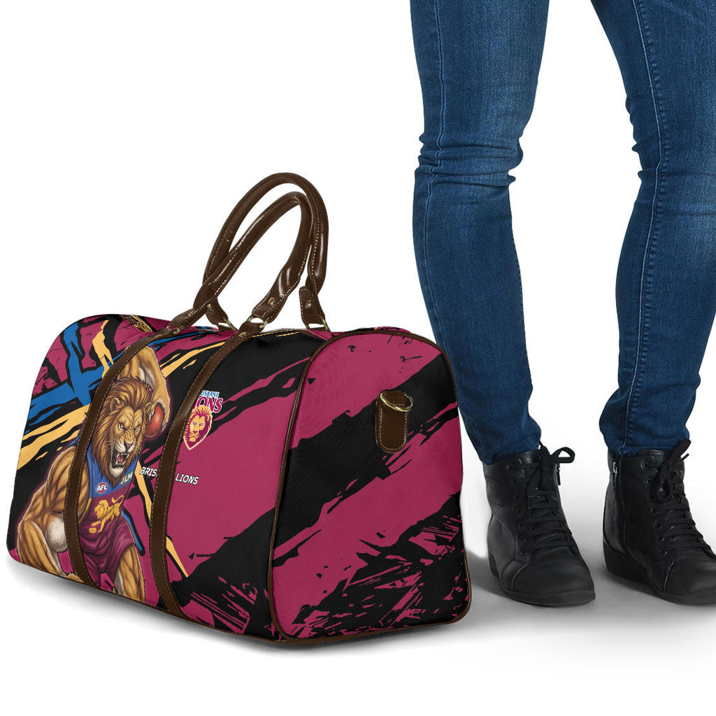 Brisbane Lions Travel Bag Lions Muscular Mascot Graphic - Abstract Paint Splatter Art