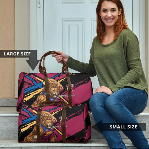 Brisbane Lions Travel Bag Lions Muscular Mascot Graphic - Abstract Paint Splatter Art