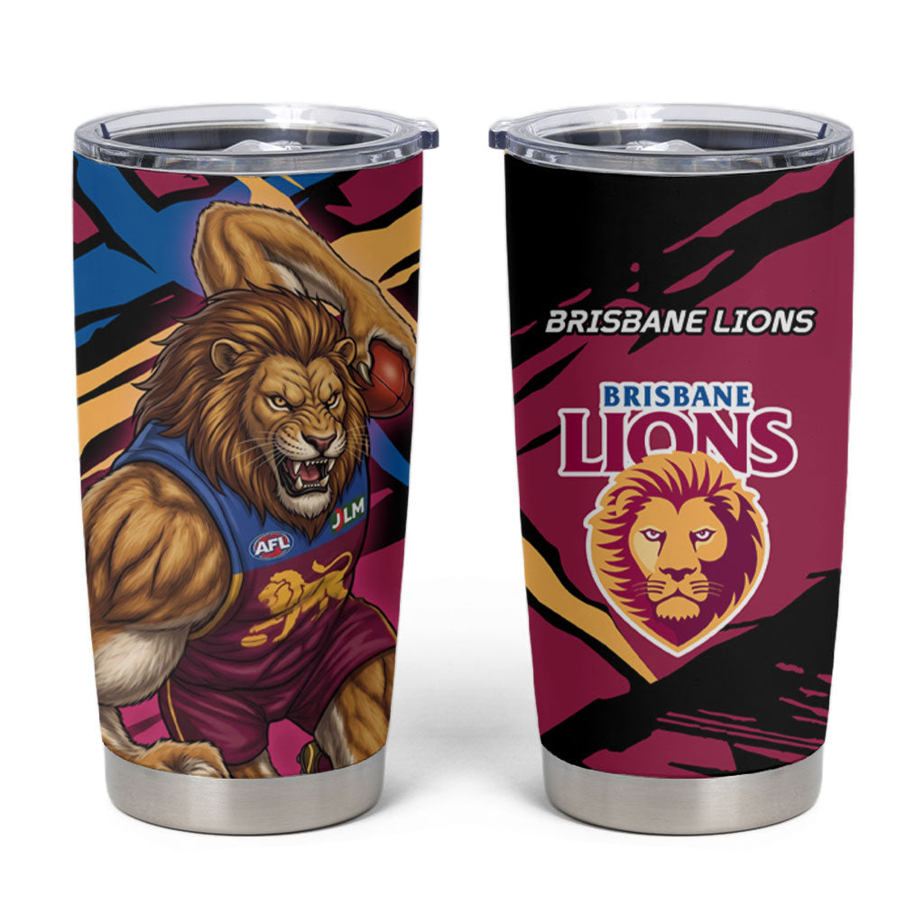 Brisbane Lions Tumbler Cup Lions Muscular Mascot Graphic - Abstract Paint Splatter Art