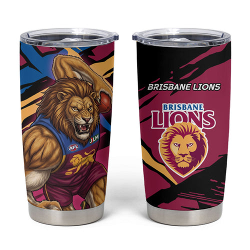 Brisbane Lions Tumbler Cup Lions Muscular Mascot Graphic - Abstract Paint Splatter Art