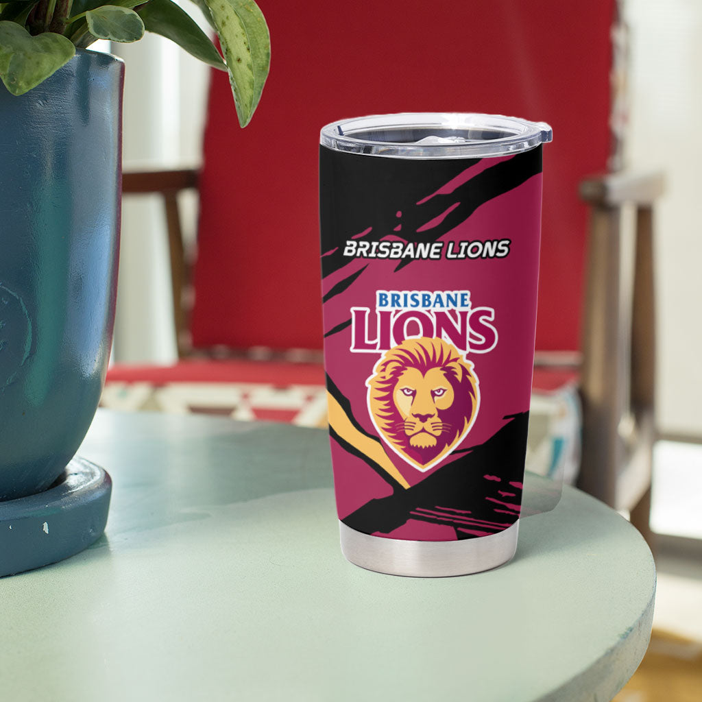 Brisbane Lions Tumbler Cup Lions Muscular Mascot Graphic - Abstract Paint Splatter Art