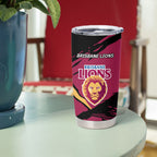 Brisbane Lions Tumbler Cup Lions Muscular Mascot Graphic - Abstract Paint Splatter Art